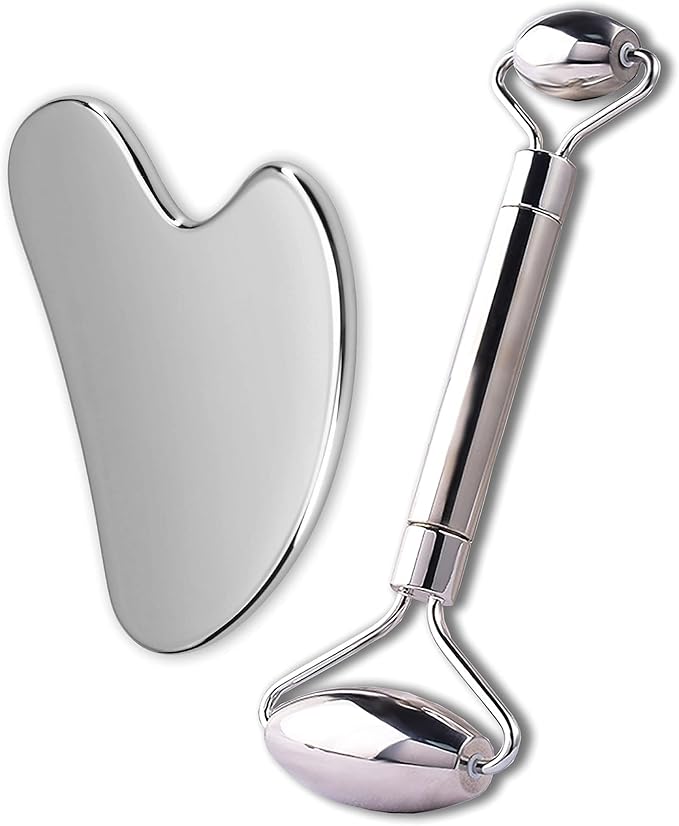 Gua Sha and Face Rollers,Metal Face Roller for Eyes Neck,Anti-aging Facial Massager