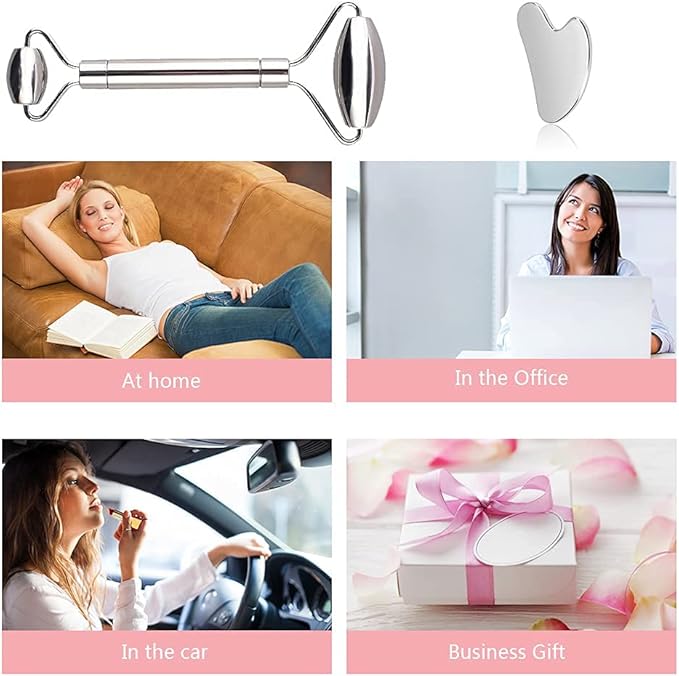 Gua Sha and Face Rollers,Metal Face Roller for Eyes Neck,Anti-aging Facial Massager
