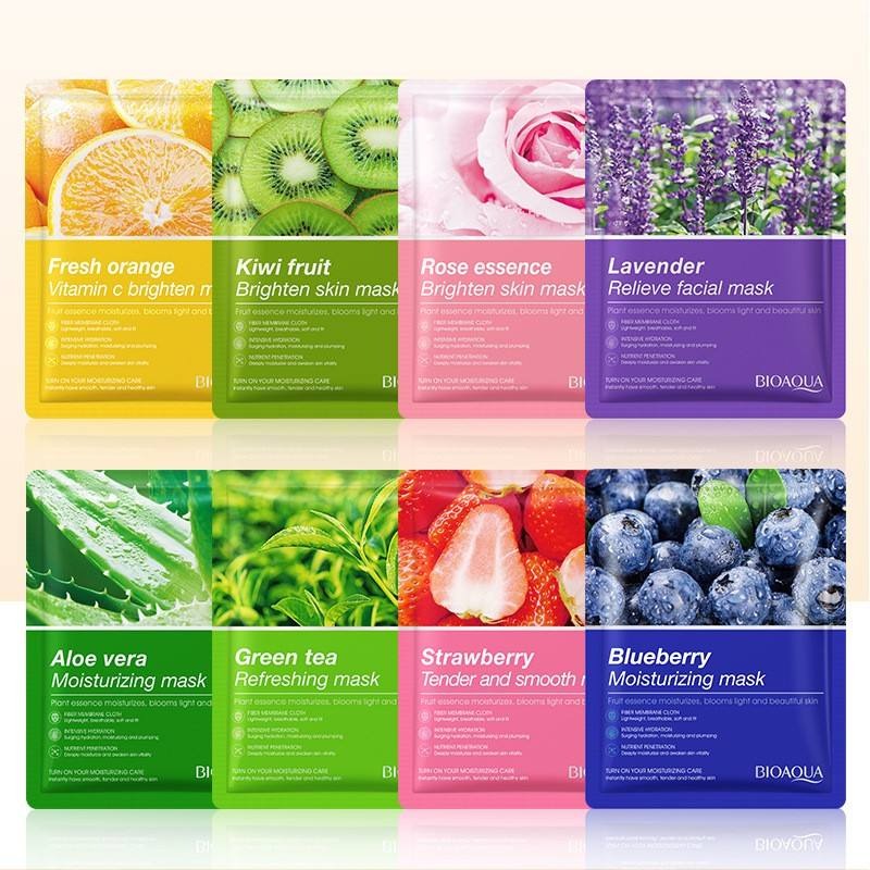 BIOAQUA Pack of 5 Fruit & Plant Extract Facial Sheet Masks 25g Each